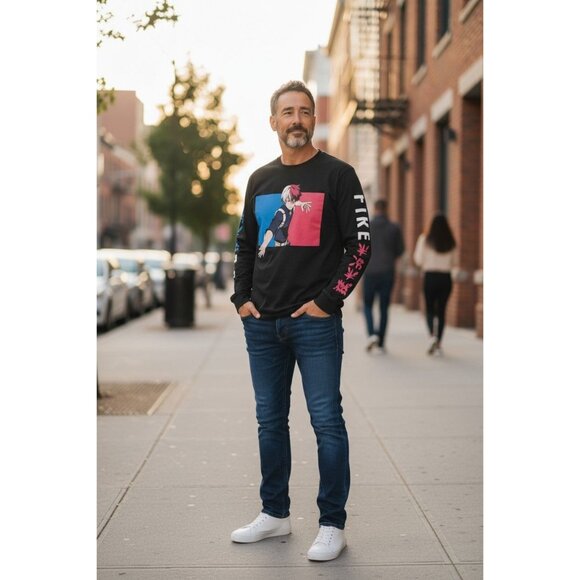 My Hero Academia Shoto Todoroki Fire & Ice Long-Sleeve T-Shirt Men's Small Youth - Picture 10 of 11